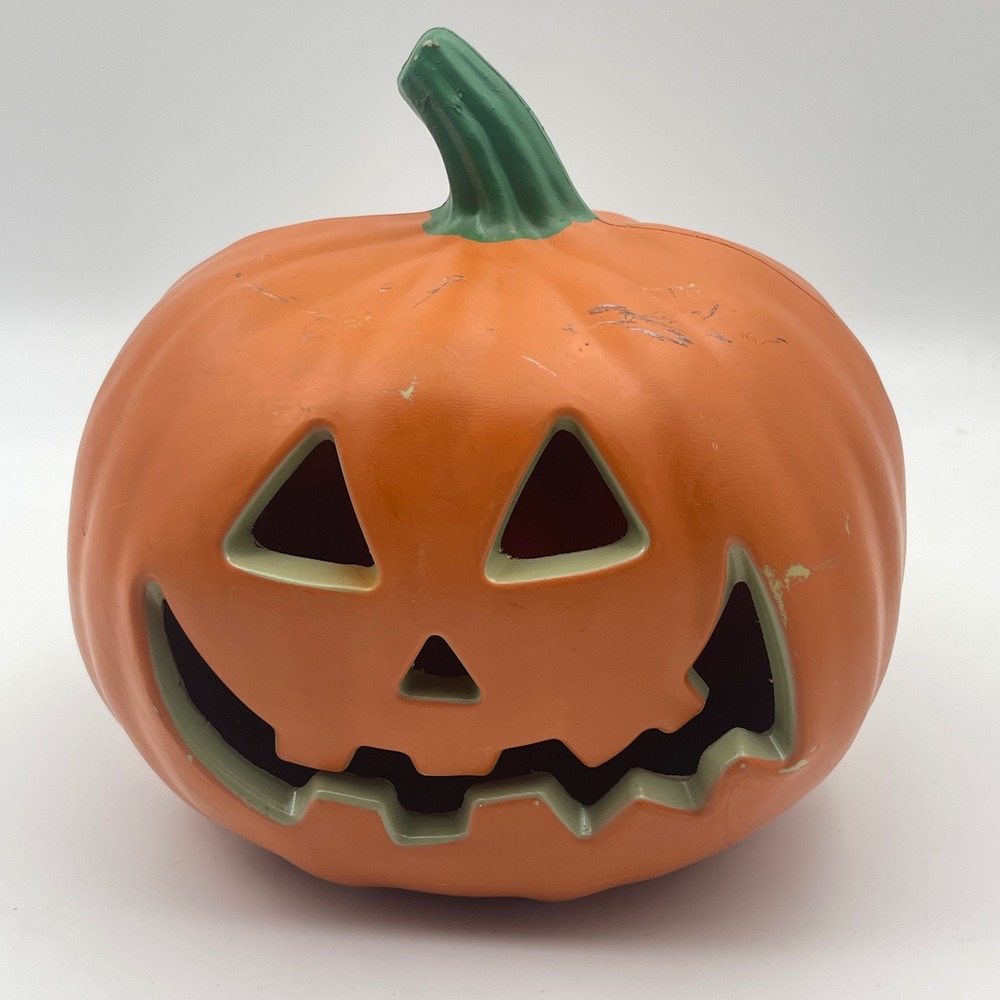 Halloween Jack-O-Lantern Orange Pumpkin Plastic Decoration 9 In